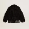 Veste en peau de mouton noire pour femme