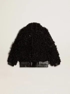 Veste en peau de mouton noire pour femme