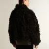 Veste en peau de mouton noire pour femme