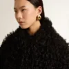Veste en peau de mouton noire pour femme