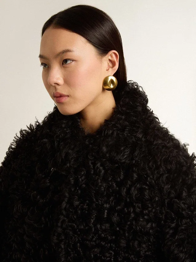 Veste en peau de mouton noire pour femme