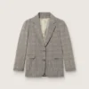 Veste femme à carreaux Prince de Galles gris avec broderies de cristaux