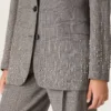 Veste femme à carreaux Prince de Galles gris avec broderies de cristaux