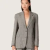 Veste femme à carreaux Prince de Galles gris avec broderies de cristaux