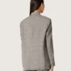 Veste femme à carreaux Prince de Galles gris avec broderies de cristaux