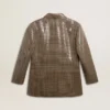Veste femme à motif pied-de-poule entièrement brodée de paillettes
