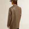Veste femme à motif pied-de-poule entièrement brodée de paillettes