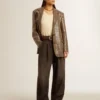 Veste femme à motif pied-de-poule entièrement brodée de paillettes