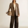 Veste femme à motif pied-de-poule entièrement brodée de paillettes