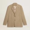 Veste homme à simple boutonnage beige à fines rayures, coupe oversize