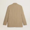 Veste homme à simple boutonnage beige à fines rayures, coupe oversize