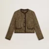 Veste Journey pour femme en tweed de laine avec détails en daim couleur café