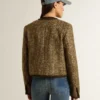 Veste Journey pour femme en tweed de laine avec détails en daim couleur café