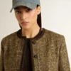 Veste Journey pour femme en tweed de laine avec détails en daim couleur café