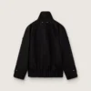Veste oversize pour femme en sergé de coton noir avec broderie florale en paillettes
