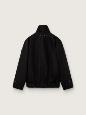Veste oversize pour femme en sergé de coton noir avec broderie florale en paillettes