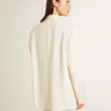 Veste oversize à simple boutonnage, blanche, effet soie et broderies