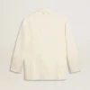 Veste oversize à simple boutonnage, blanche, effet soie et broderies