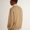 Veste pour homme en cuir nubuck couleur travertin avec manches et dos en mélange de laine