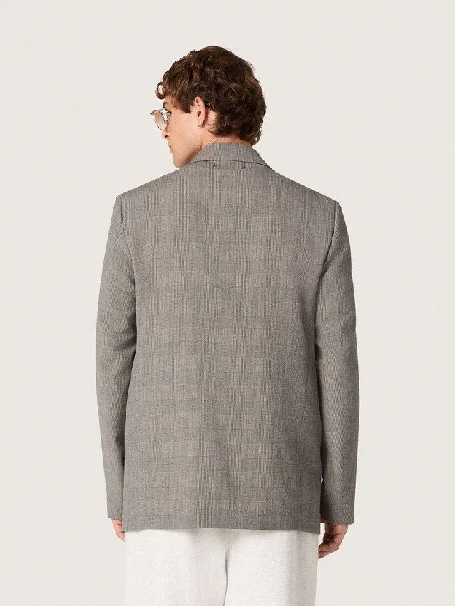 Veste pour homme en laine à carreaux Prince de Galles gris