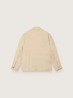 Veste safari pour femme en viscose beige à micro-chevrons
