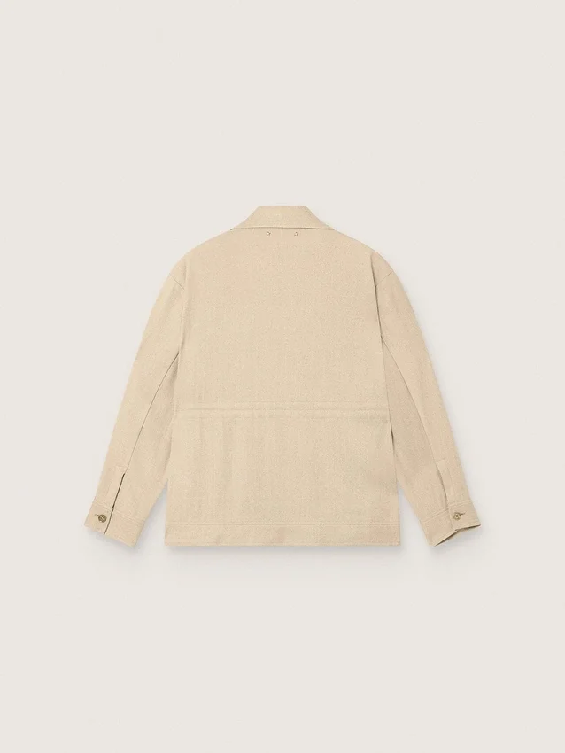 Veste safari pour femme en viscose beige à micro-chevrons