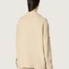 Veste safari pour femme en viscose beige à micro-chevrons