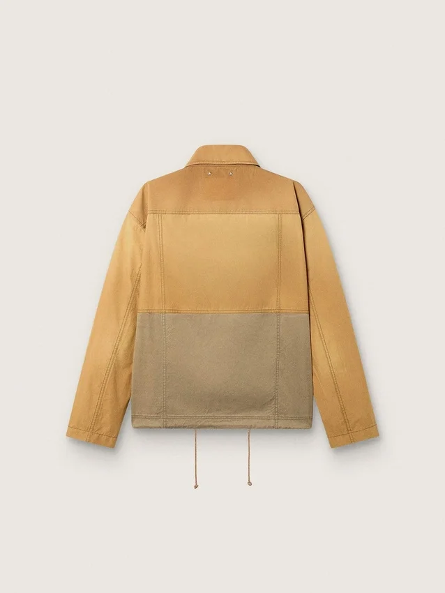 Veste safari unisexe en coton beige et vert militaire avec de grandes poches
