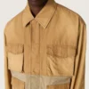 Veste safari unisexe en coton beige et vert militaire avec de grandes poches