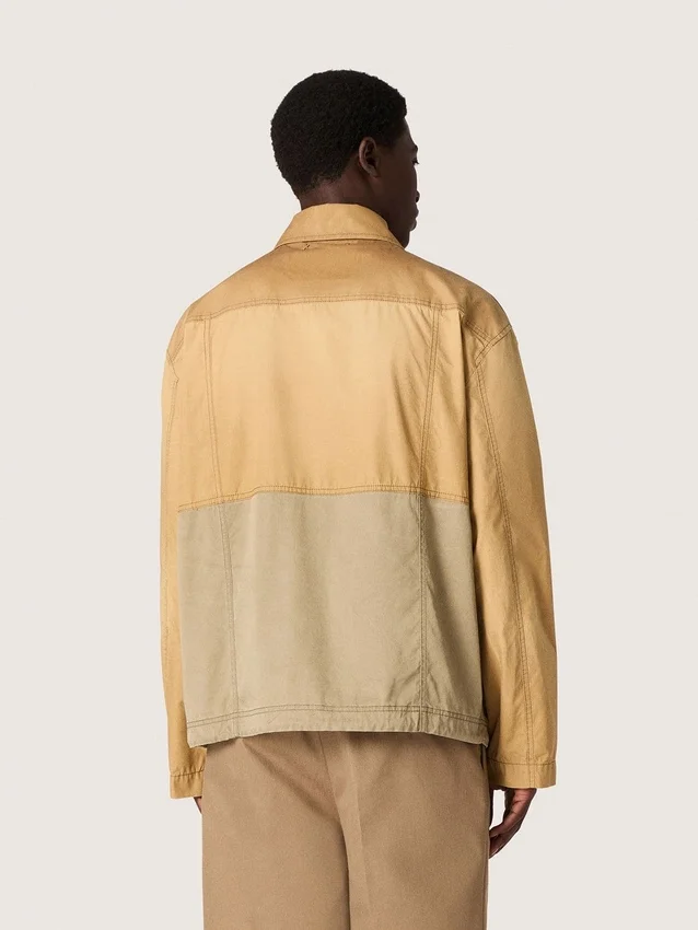 Veste safari unisexe en coton beige et vert militaire avec de grandes poches