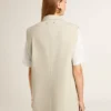Veste sans manches pour femme en mélange de laine, couleur kaki