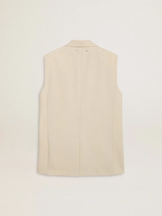Veste sans manches pour femme en mélange de laine, couleur kaki