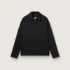 Veste zippée pour homme en gabardine de laine noire