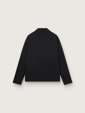 Veste zippée pour homme en gabardine de laine noire