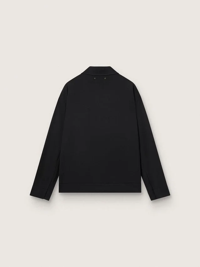 Veste zippée pour homme en gabardine de laine noire