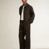 Veste zippée pour homme en gabardine de laine noire