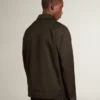 Veste zippée pour homme en gabardine de laine noire