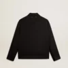Veste zippée pour homme en gabardine de laine noire