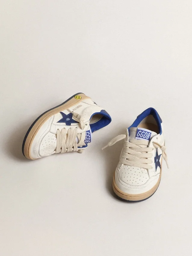 Young Ball Star avec étoile en cuir métallisé bleu et languette au talon