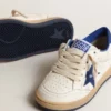 Young Ball Star avec étoile en cuir métallisé bleu et languette au talon