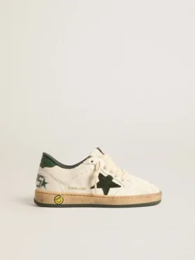 Young Ball Star en cuir blanc avec une étoile en daim vert