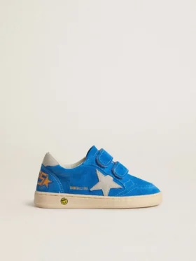 Young Ball Star en daim bleu clair avec étoile et languette au talon en nubuck gris