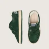 Young Ball Star en daim vert forêt avec étoile et languette au talon en cuir crème