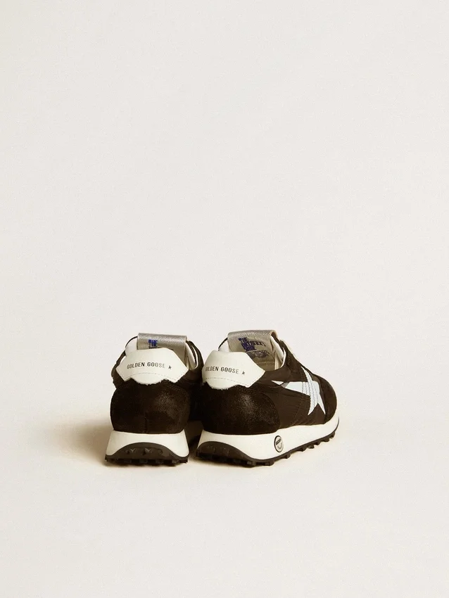 Young Marathon en nylon noir avec étoile imprimée et languette en cuir au talon