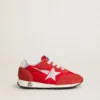 Young Marathon en nylon rouge avec étoile imprimée et languette en cuir au talon
