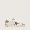Super-Star Junior en cuir blanc avec étoile en daim gris foncé et empiècements en daim beige