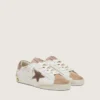 Super-Star Junior en cuir blanc avec étoile en daim gris foncé et empiècements en daim beige